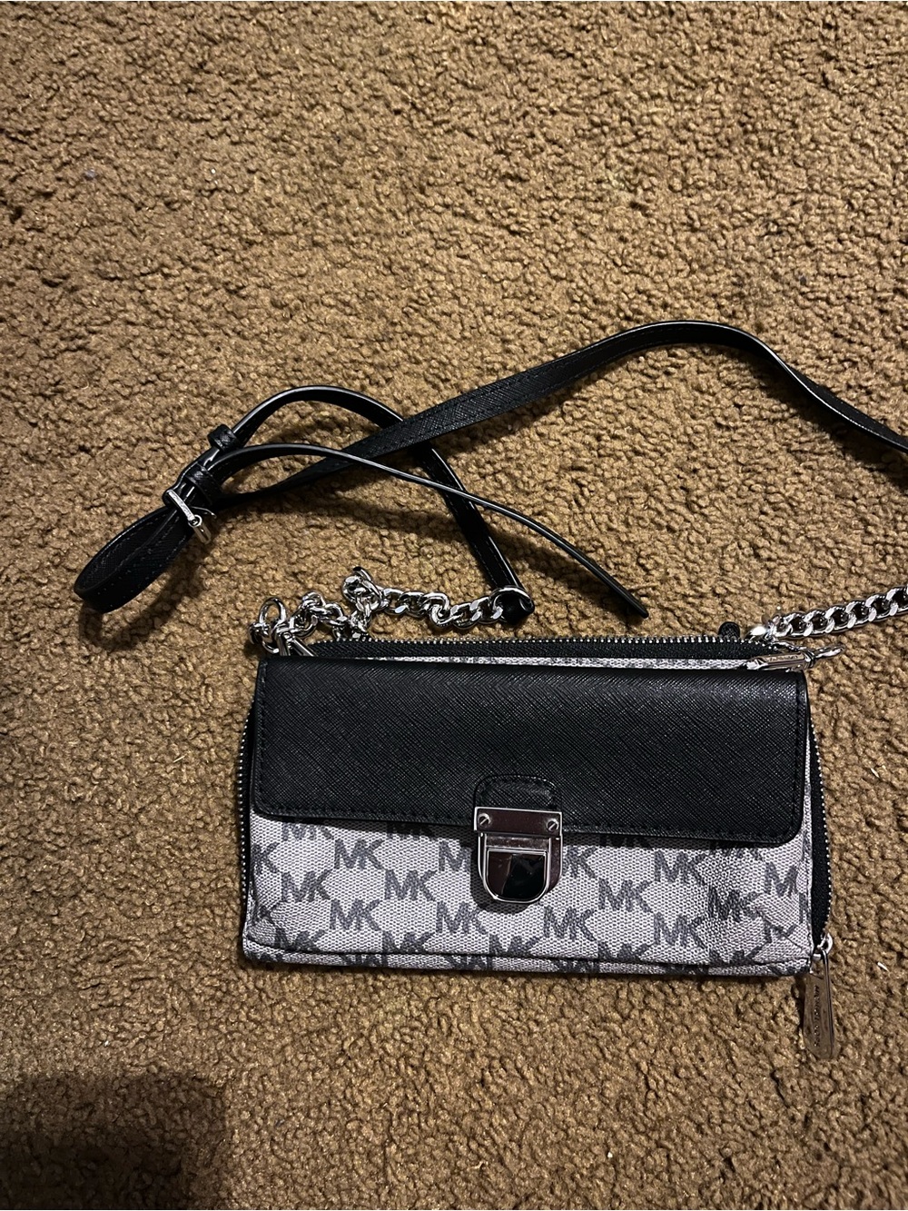 Michael Kors Black and White MK Logo Crossbody small bag.